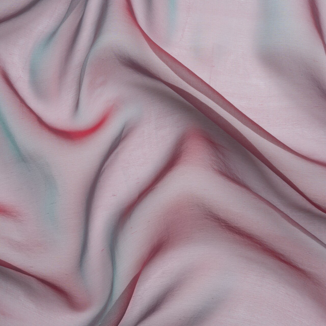1 Yard Ice Blue & Berry Red Iridescent Silk Voile Chiffon Like Fabric, 54 Inches Wide